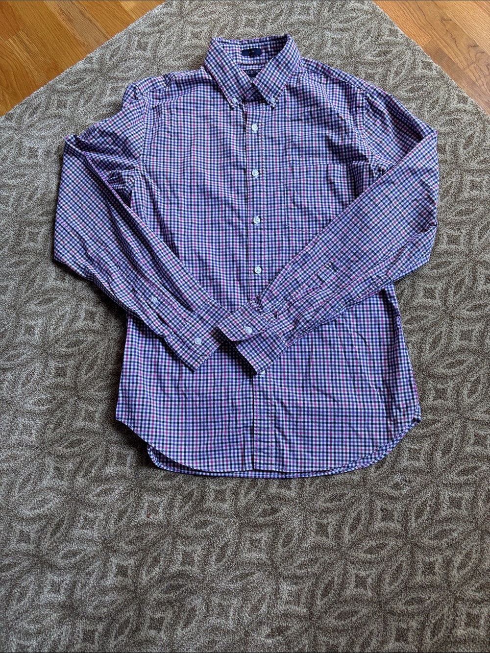 J. Crew Purple, Pink & Black Check Button-Down Shirt